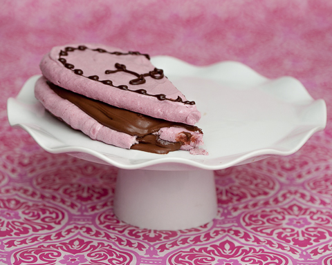 Raspberry Meringue Hearts with Chocolate Pudding