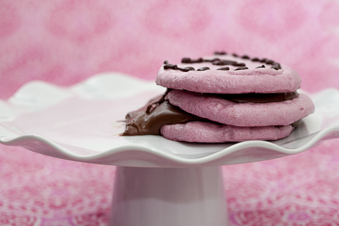 Raspberry Meringue Hearts with Chocolate Pudding
