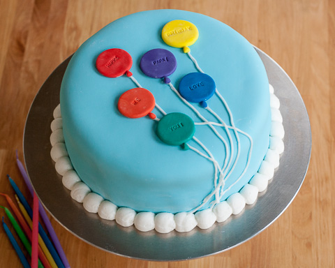 Girl with balloon cake